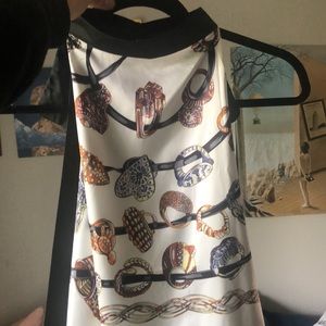 Silk tank top with gems and bow